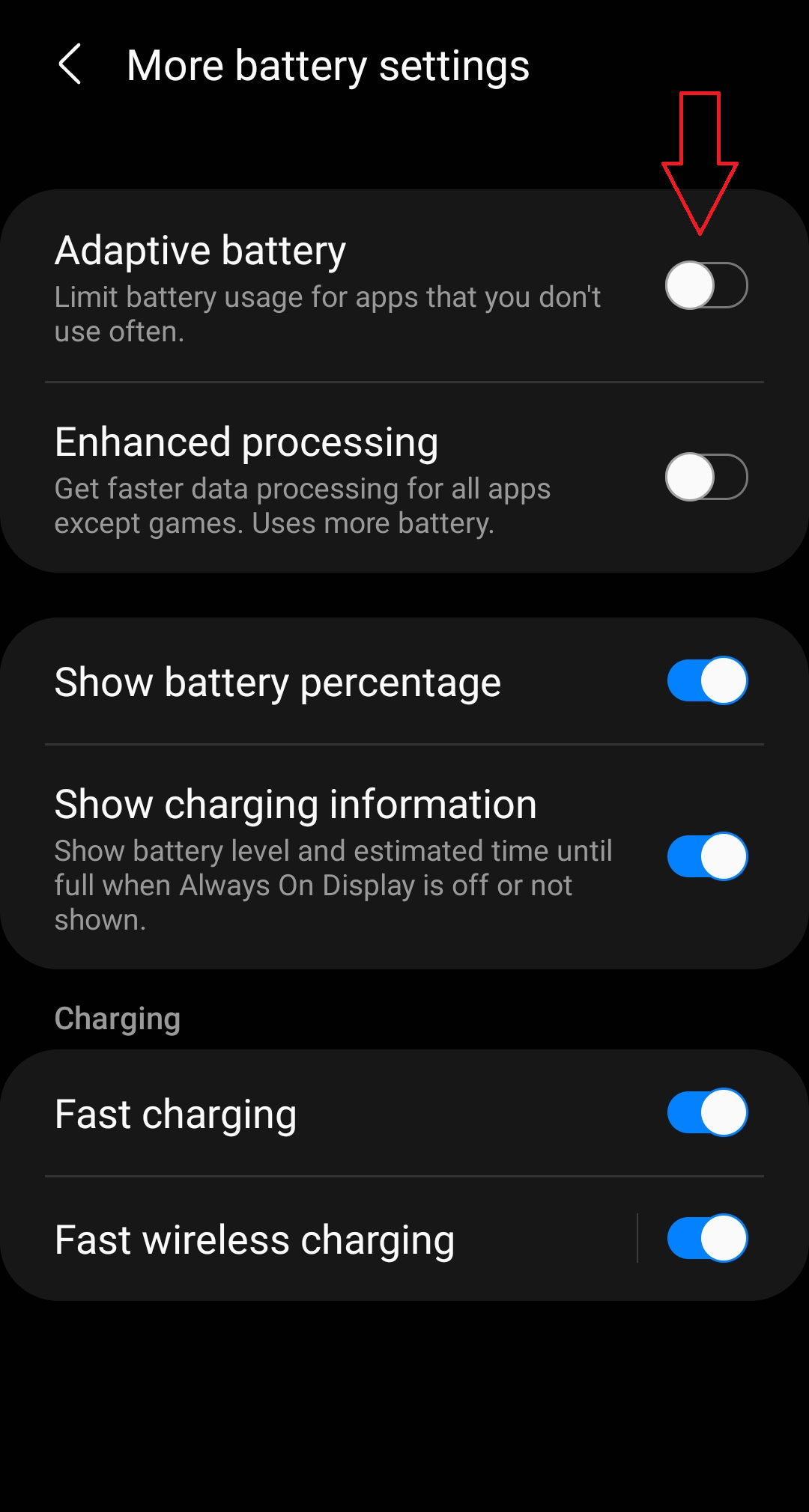 Battery settings