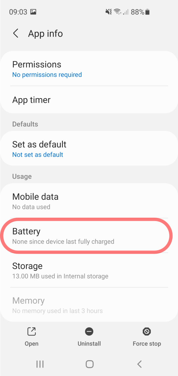 Battery optimization on Samsung devices Bark